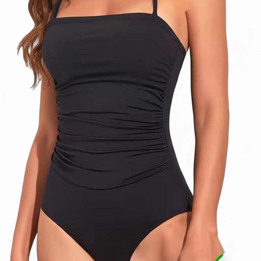Black Ruched One-Piece Swimsuit